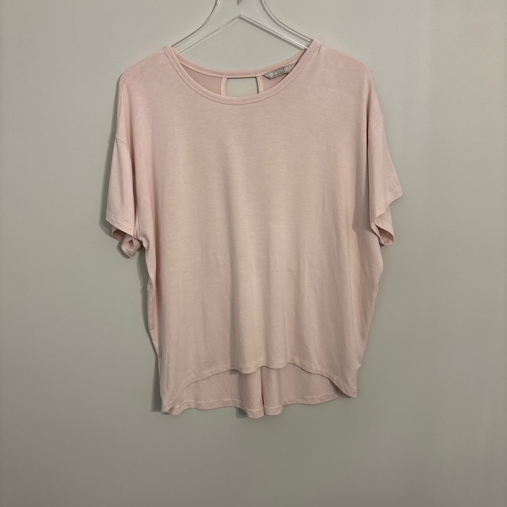 Athleta Key Hole Twist Back Short Sleeve Top Size Large